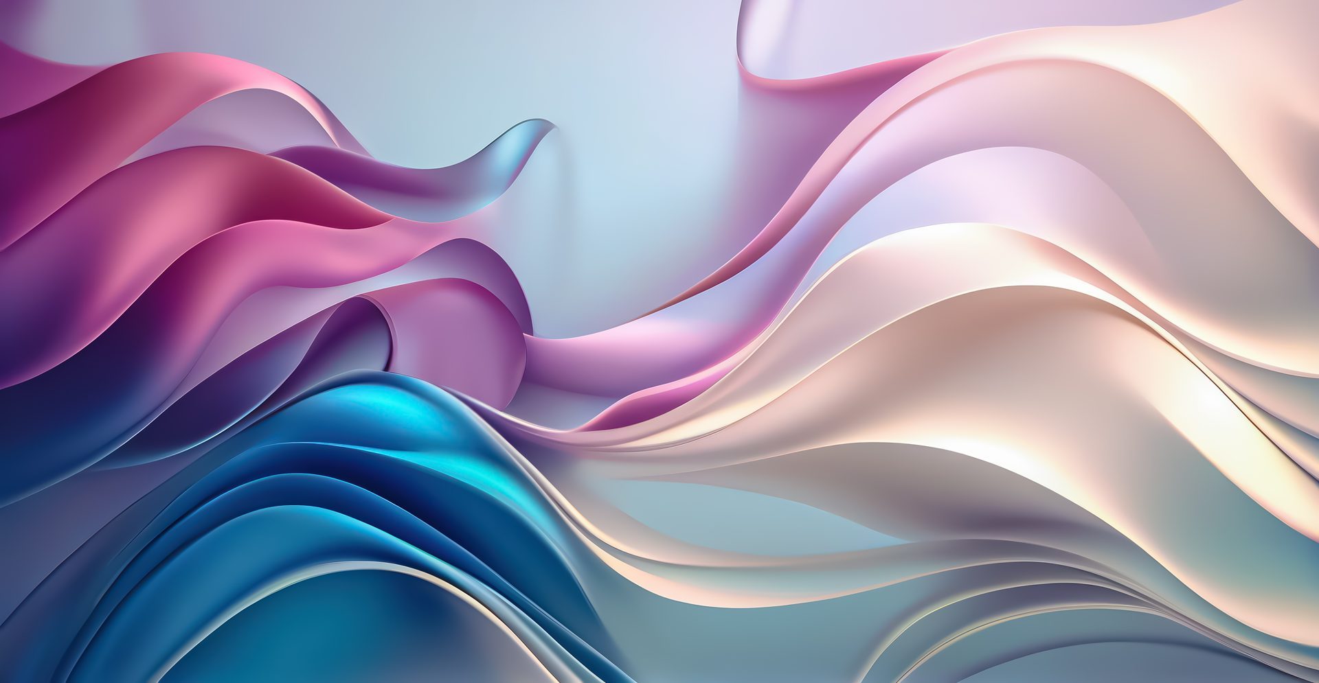 Pink, blue and pearl silk in layered waves
