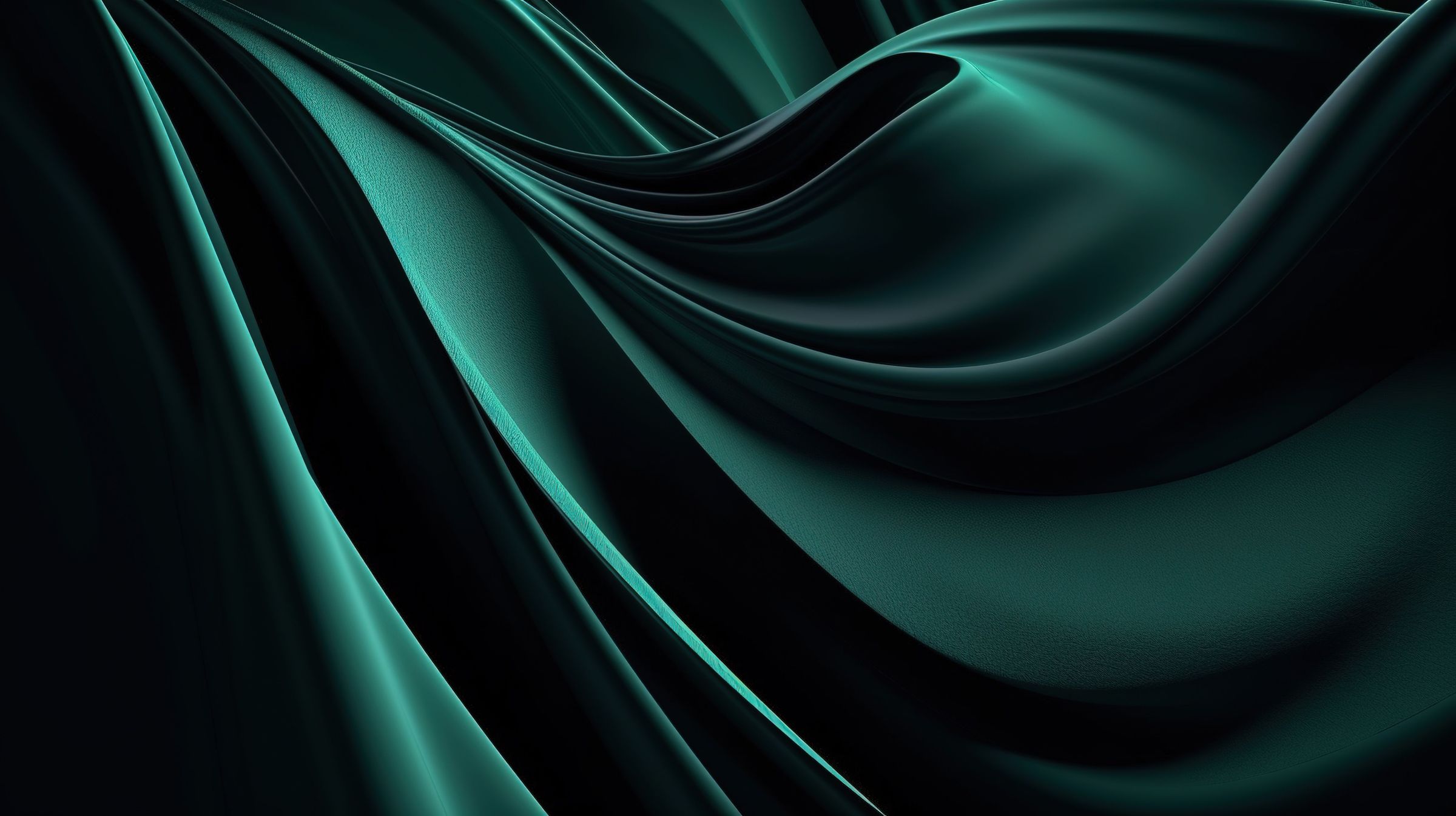 Dark teal silk in long waves
