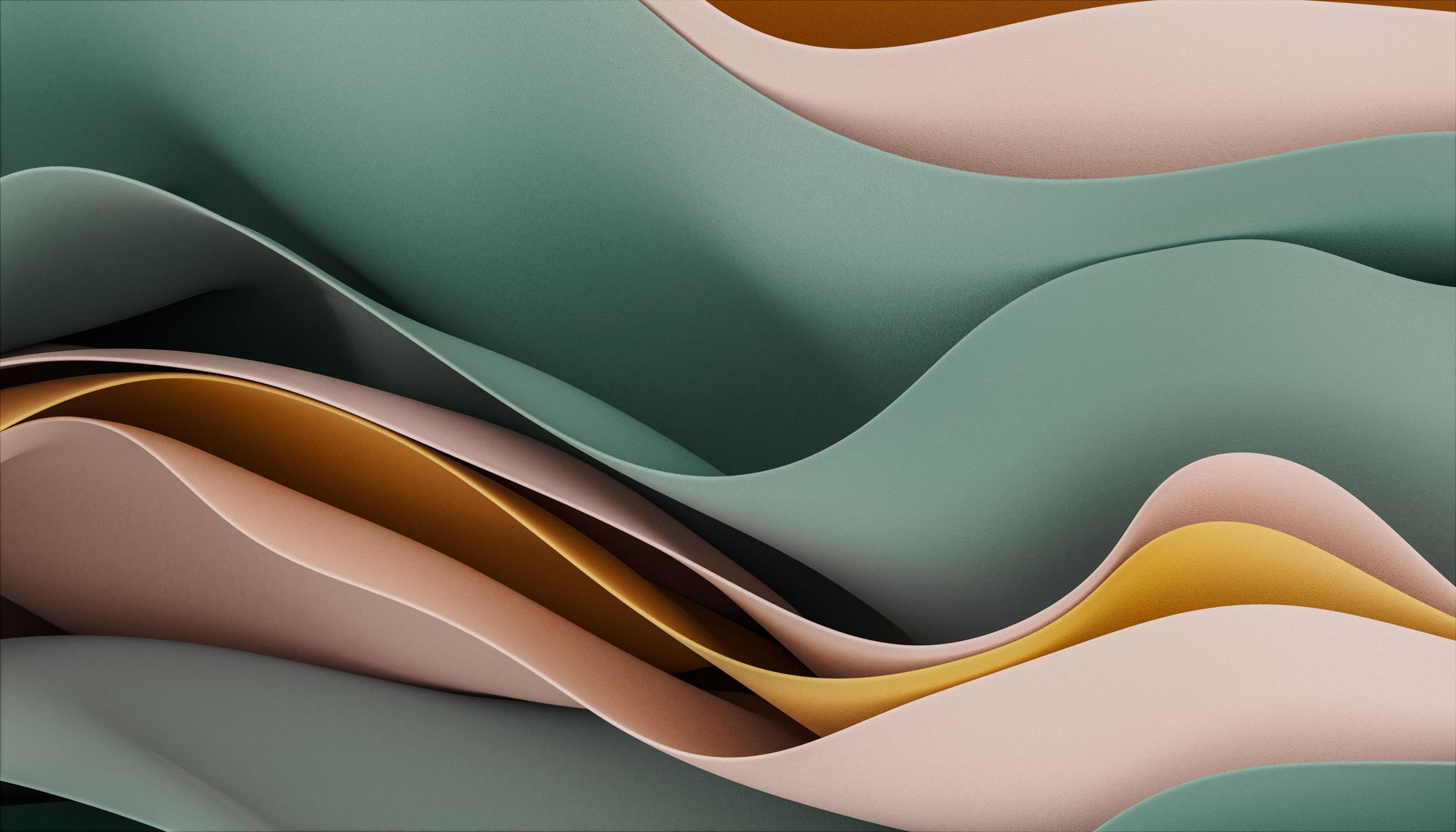 Sage, blush and amber layers flowing in waves